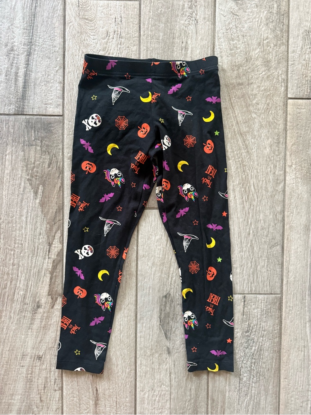 Kids Halloween Print Black Leggings